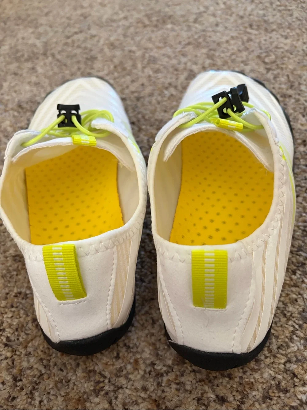 White & Neon Yellow Lace-Free Watersport shoes